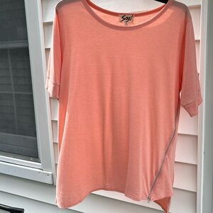 Sogi Peach Scoop Neck Tunis Top Size L